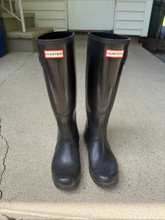 Hunter Shoes - Hunter Women's Black Tall Gloss Rain Boots - EU size 8